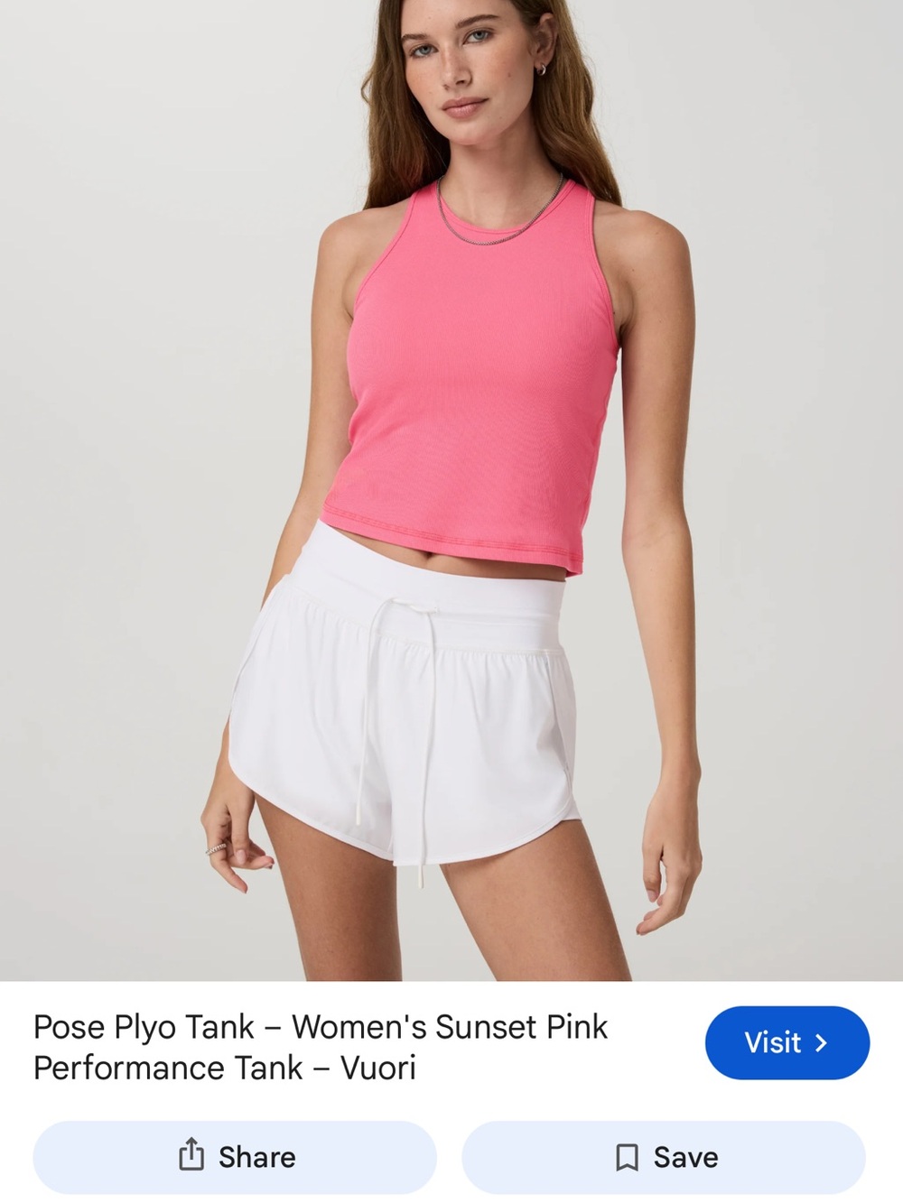 Vuori Pose Plyo Pink Ribbed Tank Top